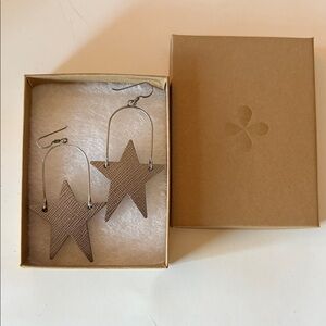 Gunmetal Leather Star-Shaped Earrings by Nickel & Suede
